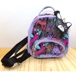 Betsey Johnson Mini Backpack Pug Unicorn Clear Front with Multicolor Pugs READ